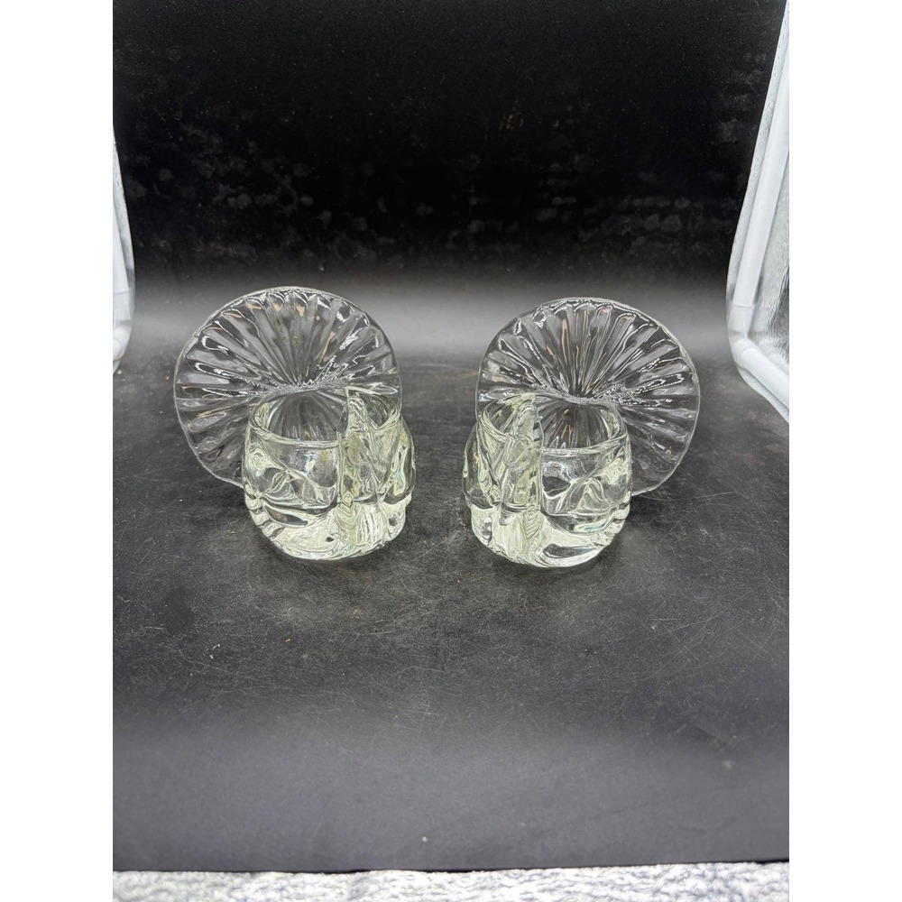 Vintage Avon‎ Clear Glass Turkey Salt Cellars Votive Holders Pair Thanksgiving